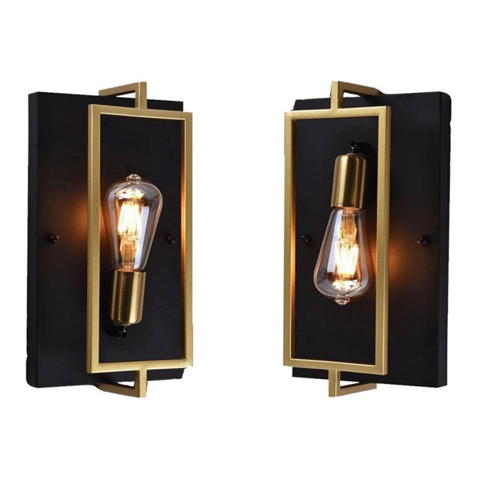 Trade Shop - Applique A Parete Stile Industriale Lampada Muro In Metallo Attacco E27 Nero Bronzo Aq63 -