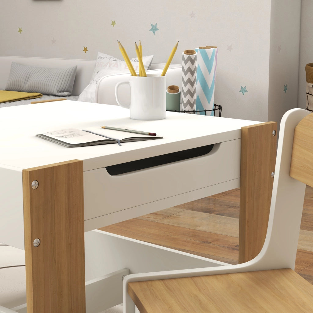 Tavolo per bambini con 2 sedie e piano reversibile ¨C Zephmum ¨C Grigio, Legno, 90x60x70 cm