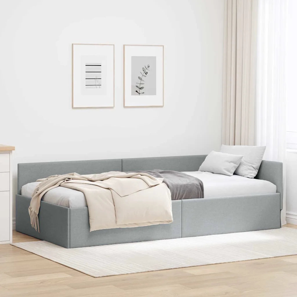 Cornice del letto ad angolo Grigio chiaro 90 cm x 190 cm