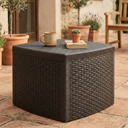 Tavolino da esterno Akane, Tavolino contenitore, Tavolo basso effetto rattan, 100% Made in Italy, Cm 53x53h40, Antracite