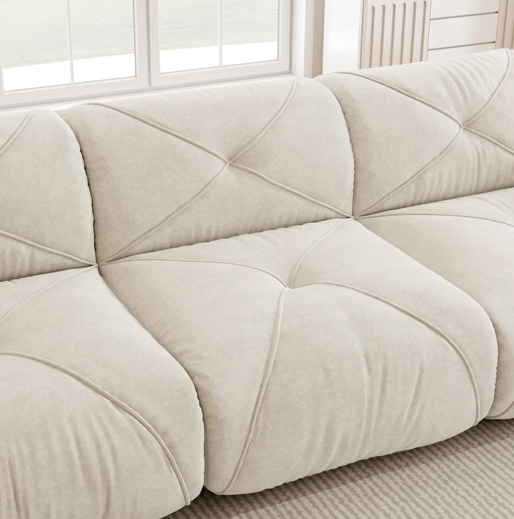 Divano modulare senza struttura in ciniglia beige chiaro HOMVRA