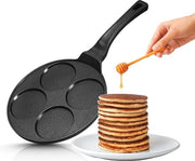 Piatto per Frittelle e Uova in Cotto 27cm per Mini Frittelle e Uova - Sicuro per Induzione con 4 & 7 Forme