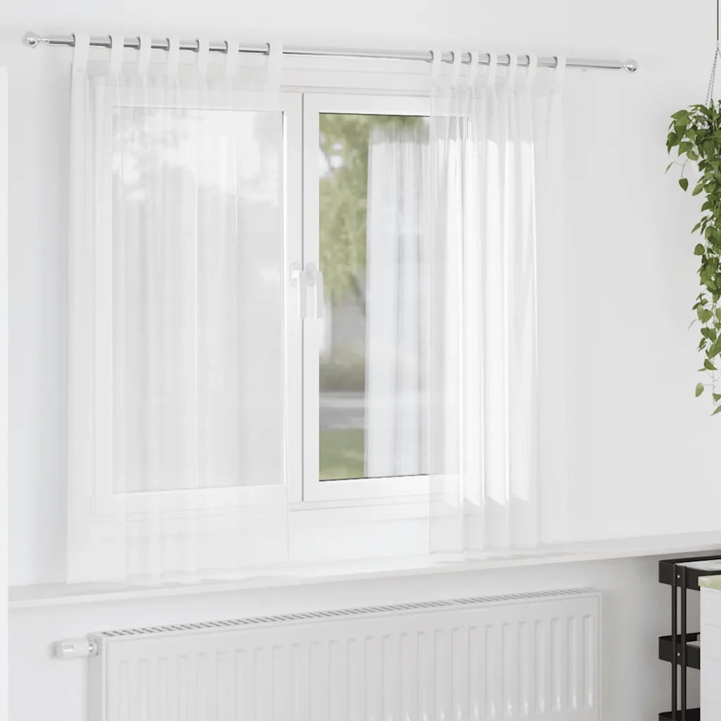 Tende in Voile con Passanti 2 pz Bianco 140x175 cm