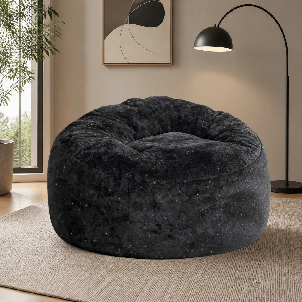 POLTRONA a sacco ergonomica 50 x 41 x 31 cm in flanella nera