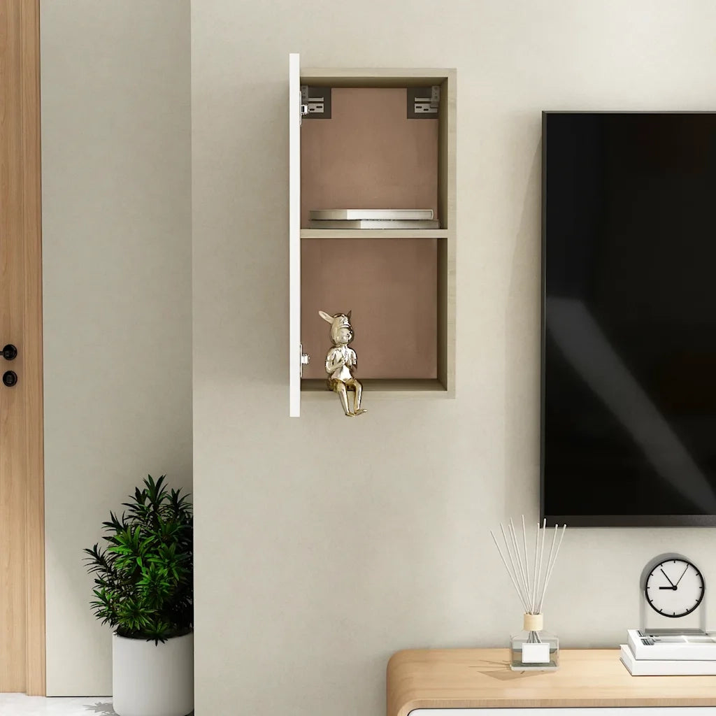 Mobile TV Bianco e Rovere Sonoma 30,5x30x60 cm in Truciolato