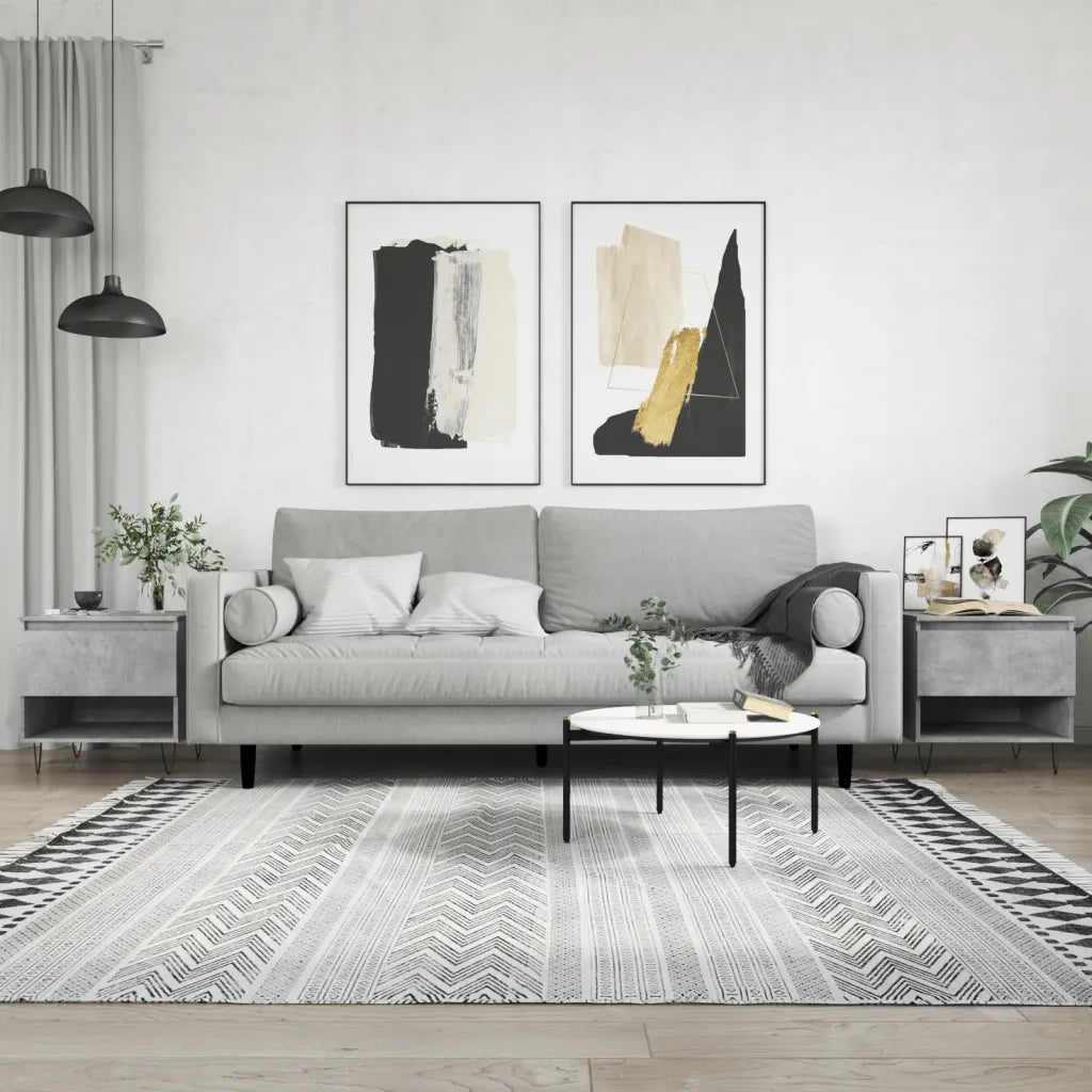 2 pz Tavolini salotto | Tavolino da caff¨¨ | Tavolino da Soggiorno Grigio Cemento 50x46x50 Legno Multistrato