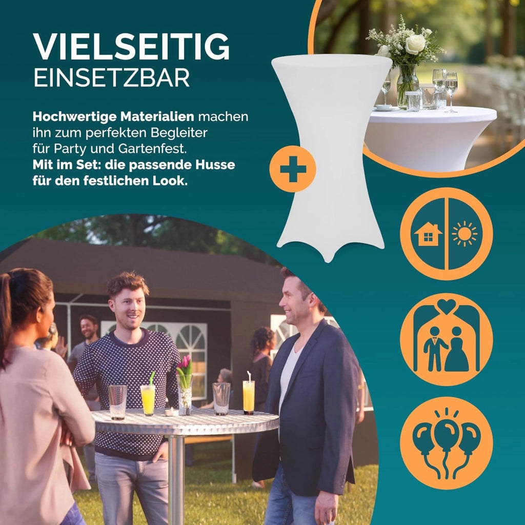 ® Tavolo Alto da Bar 2in1 con Copritavolo Regolabile 70 cm / 115 cm in Alluminio Rotondo Ø60cm Resistente per Giardino Bistro Tavoli da Birreria Feste Ricevimento