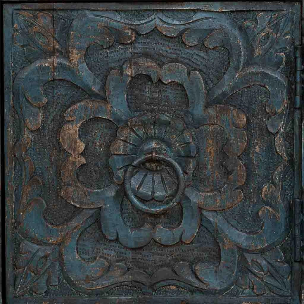 Mobile da ingresso artigianale in legno, blu, 50x40x59h cm