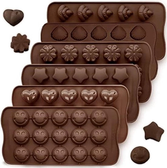 Sei confezioni di forme di silicone per dolci, forme di fondant per torte, forme di cioccolato antiaderenti, forme per torte da forno, scaldavetri per gelato, forme per caramelle per la preparazione di muffin al cioccolato e cupcake.