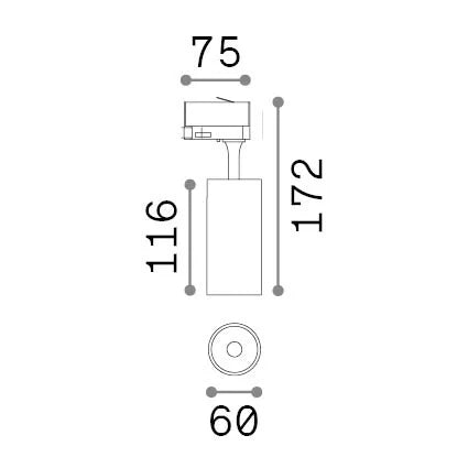 Faretto Su Binario Fox 1 Luce Led Integrato Nero 15W Ip20
