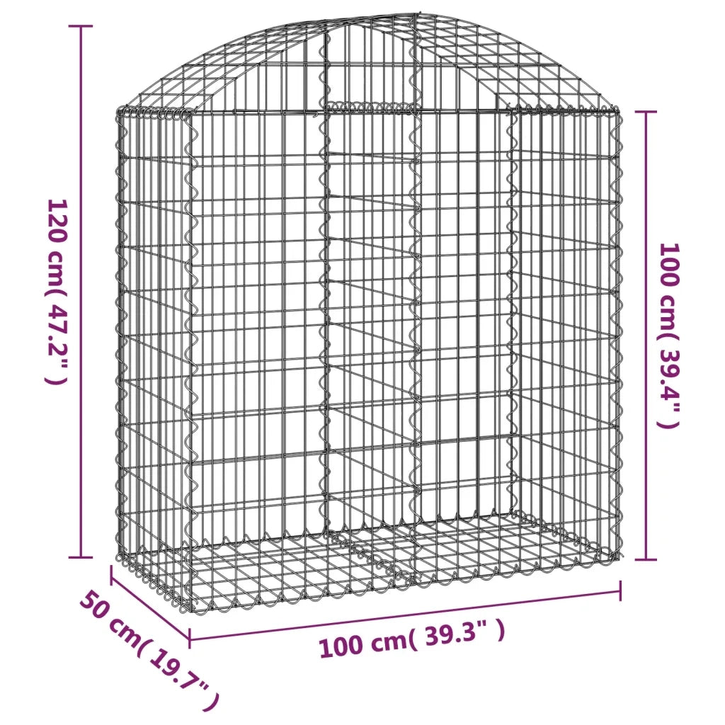 Cesto Gabbione ad Arco 100x50x100/120 cm Ferro Zincato 153435