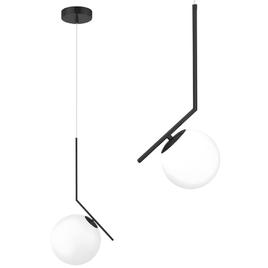 Lampada Da Soffitto Pensile Di Vetro Palla Oro Bianco Oro G107-1w Black White