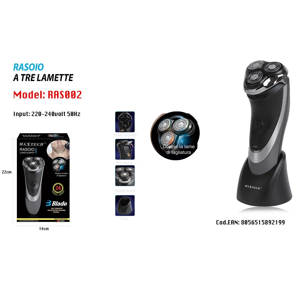 Trade Shop - Rasoio Uomo Maxtech Velocità Di Taglio Con Mini Rasoio E Interruttore Ras002 -