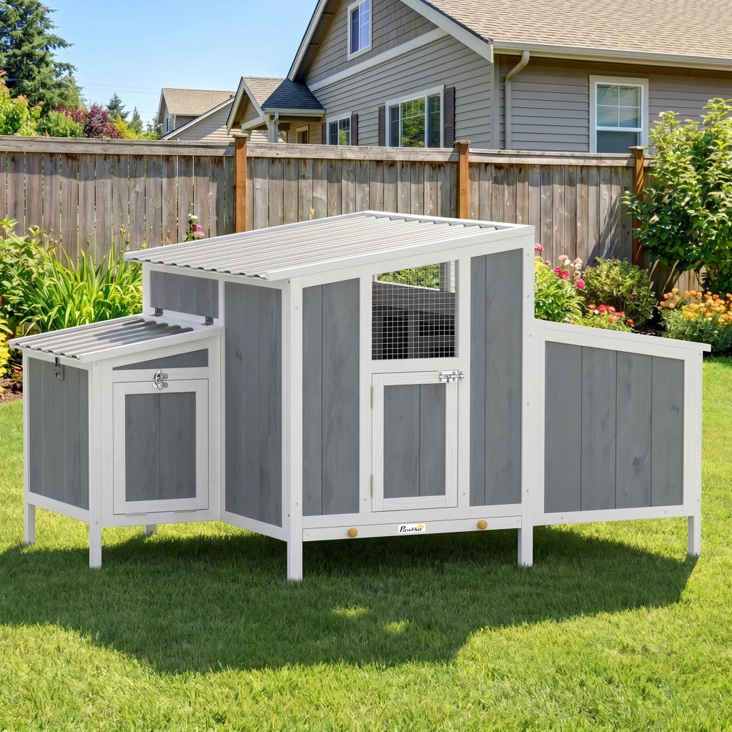 Polladio in Legno con Tetto in PET Impermeabile ¨C zephmum ¨C Grigio 145x90x92 cm