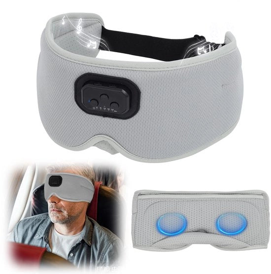 Slaapmasker 360° Blocco totale della luce con Cuffia Bluetooth 5.2 senza fili, Disegno 3D, Rilevamento del rumore bianco per la sonnolenza, Durata della batteria prolungata