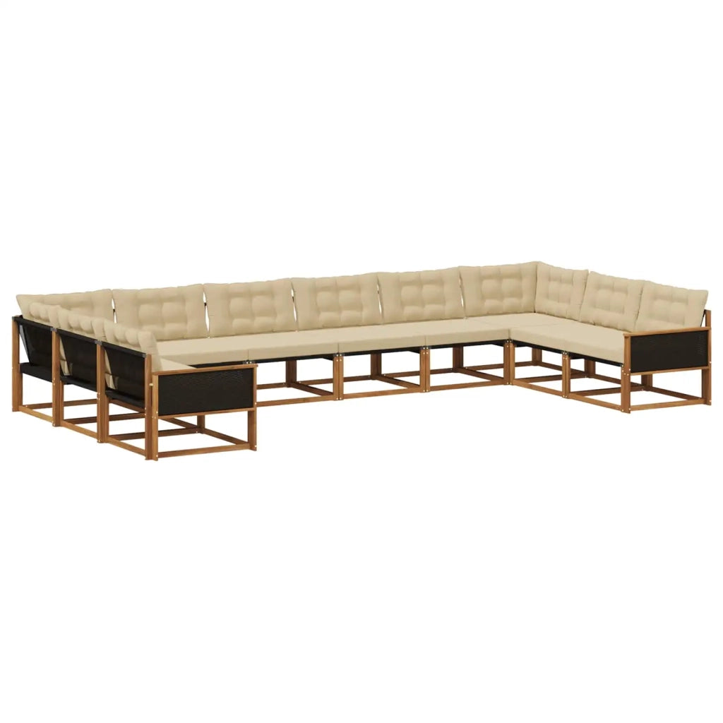 Set di divani da esterno con cuscino 10 pcs Naturale e Beige 3381705
