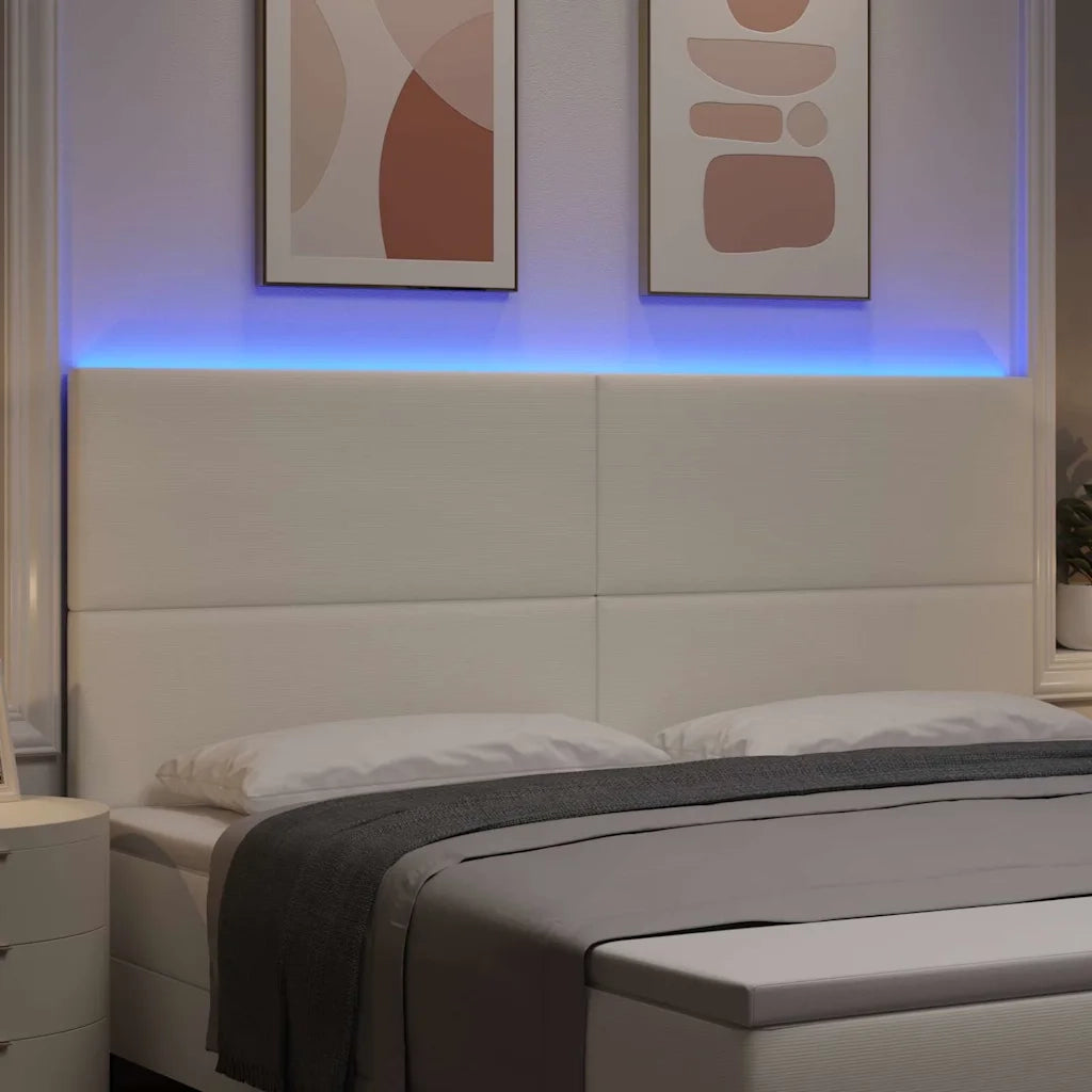 Testiera LED con strisce LED Crema 200 cm Tessuto in Cords 3338340