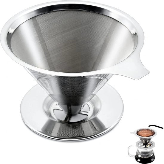 Filtro di caffè riciclabile in acciaio inox - Olandese a stantuffo - Barista - Filtro di caffè in vaso - Viaggio - Filtro di caffè a stantuffo - Campeggio - Viaggio - Tubo in acciaio inox - Filtro di caffè permanente in acciaio inox