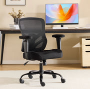 Sedia da ufficio nera ergonomica con supporto lombare regolabile e braccioli 2D
