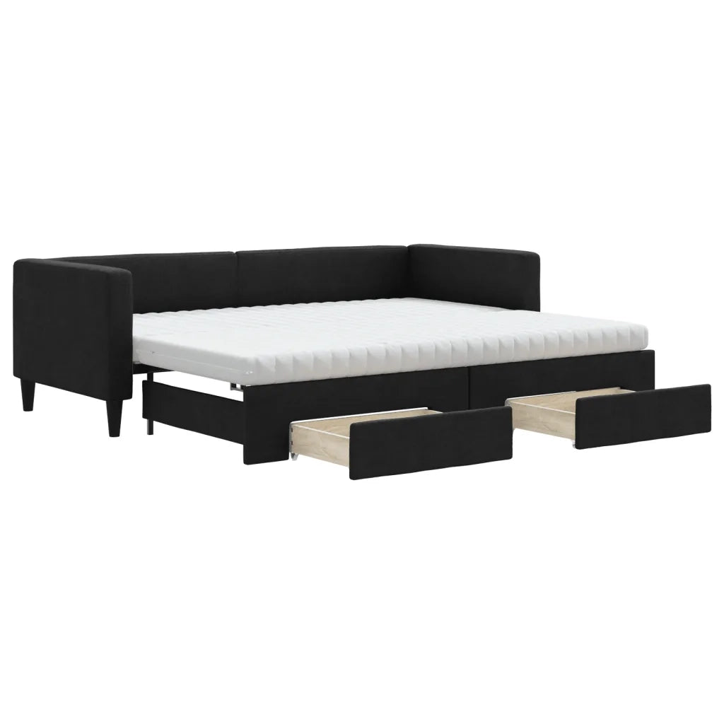 Divano Letto Estraibile con Cassetti Nero 80x200 cm in Tessutocod mxl 82735