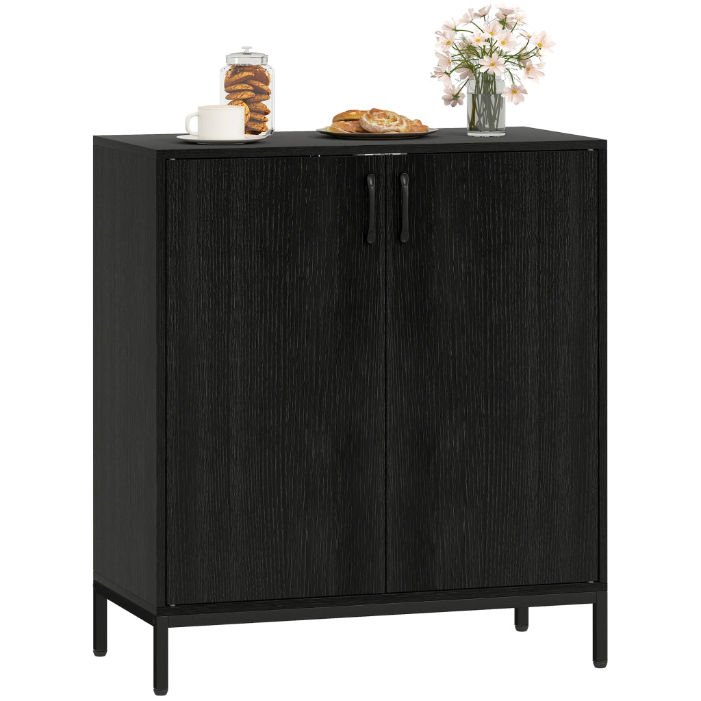 Mobile Soggiorno Moderno con 2 Ante e Ripiano Ajustabile ¨C Zephmum ¨C Nero 80x40x90 cm
