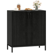 Mobile Soggiorno Moderno con 2 Ante e Ripiano Ajustabile ¨C Zephmum ¨C Nero 80x40x90 cm