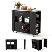 Carrello di servizio reversibile per isola cucina 120 x 40 x 100 cm con pratico vano contenitore stile moderno legno di caucciù nero 20_0011639
