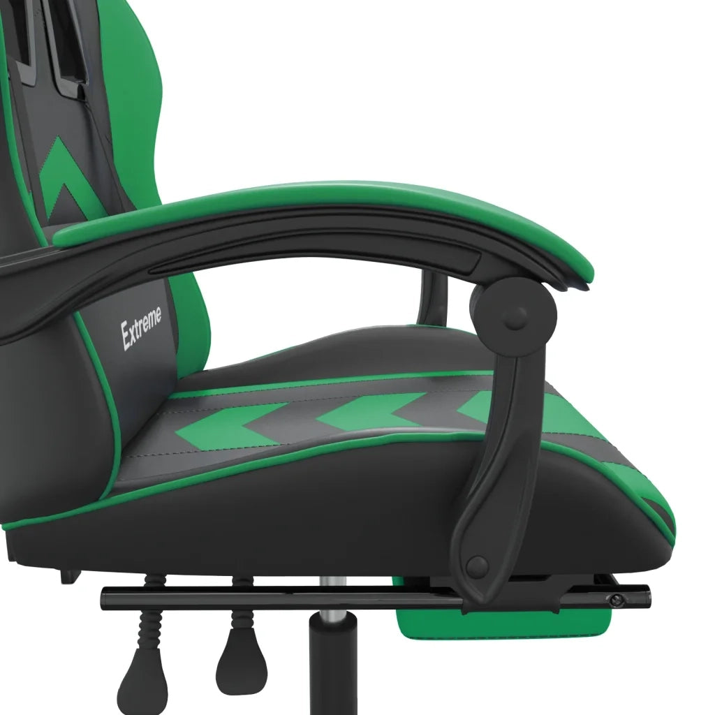 Sedia da Gaming con Poggiapiedi Nero e Verde in Similpelle cod mxl 77151