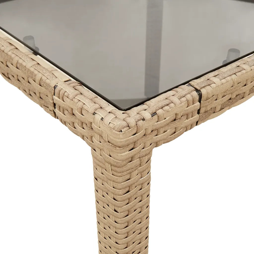 Tavolo da Giardino Piano in Vetro Beige 190x90x75 cm Polyrattan 365539