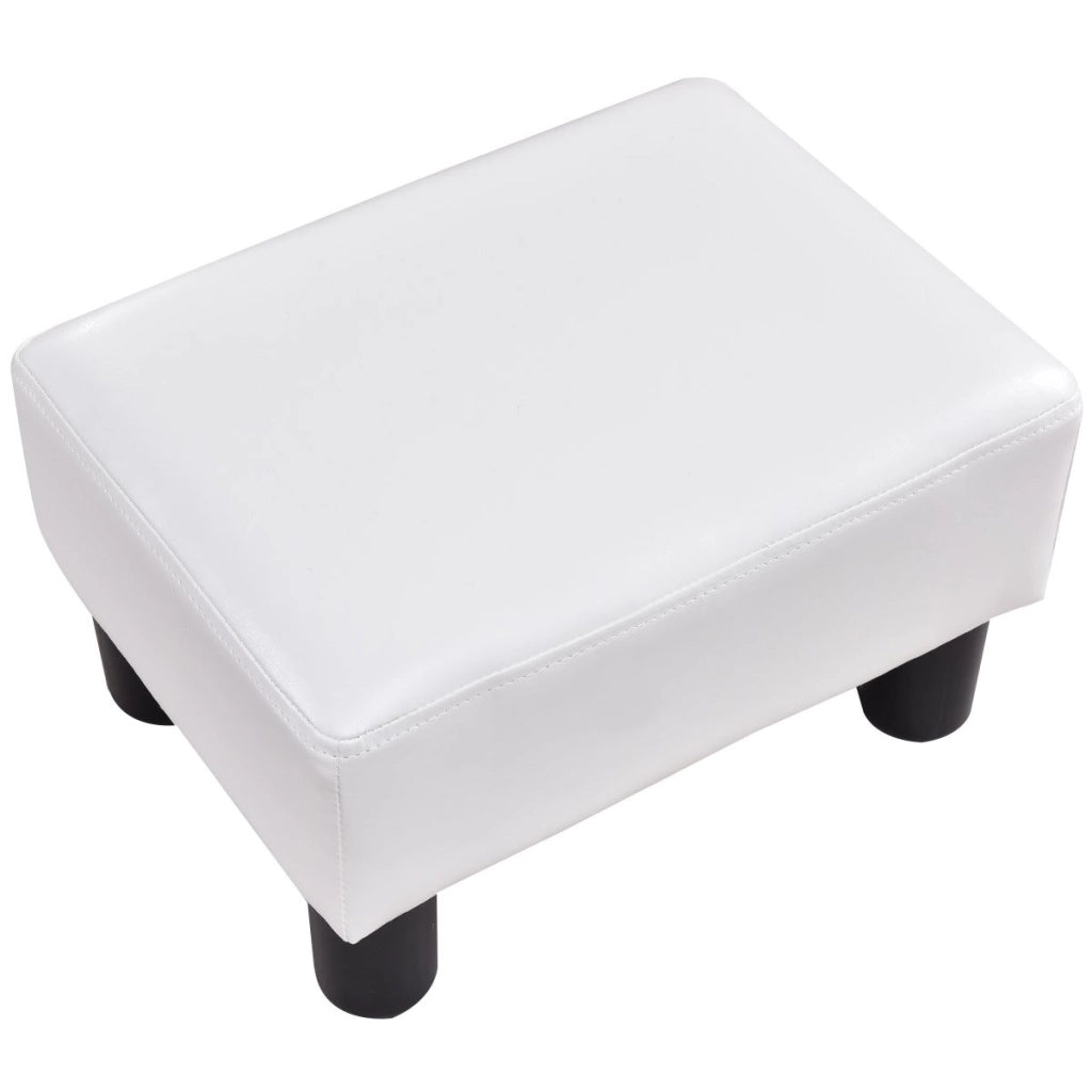 Poggiapiedi Rettangolare in Pelle PU Sgabello Panca Nero/Bianco, Misure 40 x 30 x 24cm (Bianco)