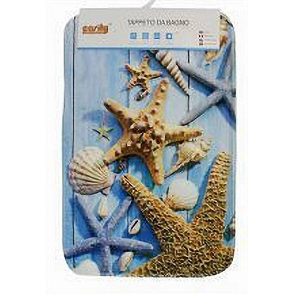 Trade Shop - Tappeto In Tessuto Tappetino Arredo Bagno Antiscivolo Stile Marino 50x80cm 79443 -