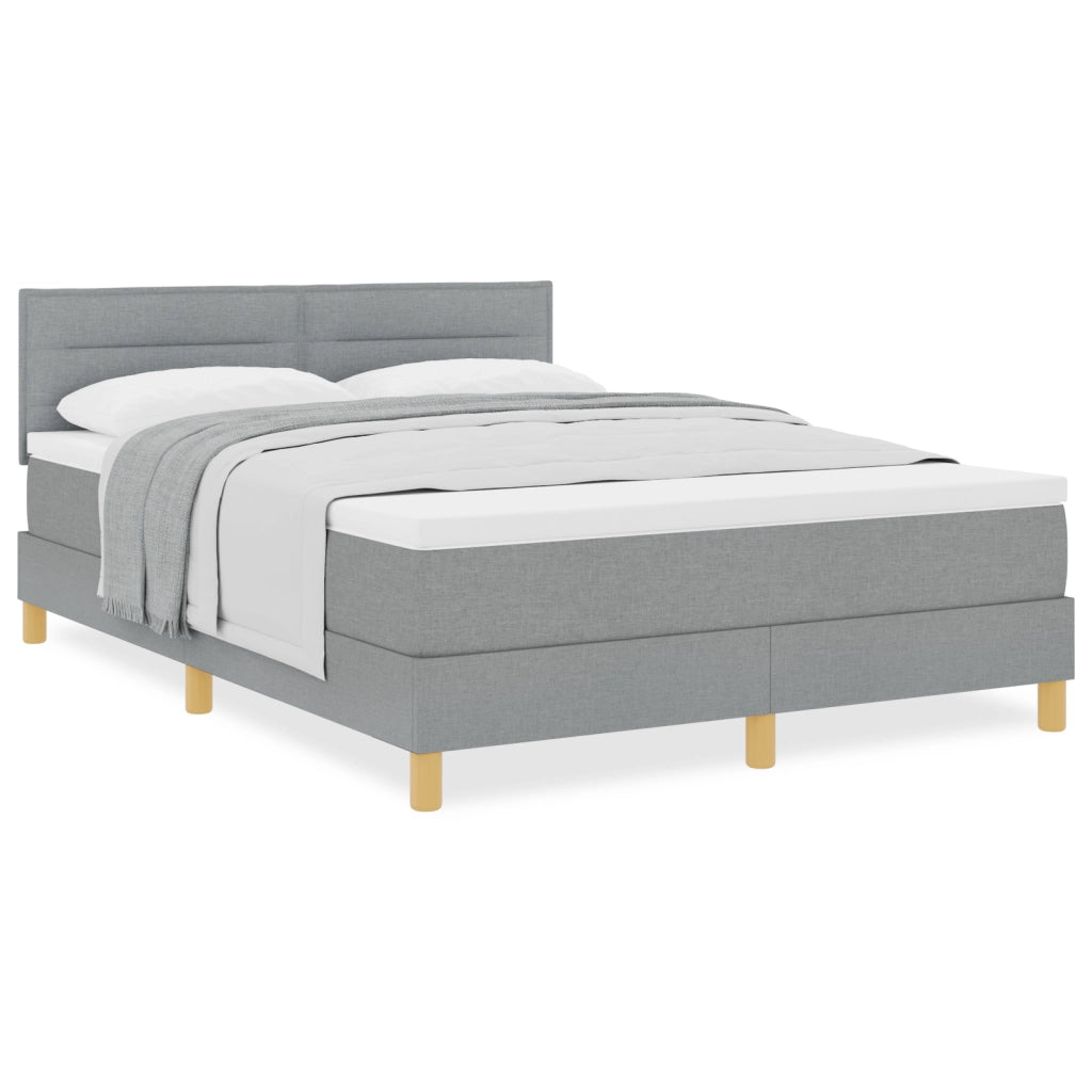 Letto Box Spring con Materasso Grigio Chiaro 140x190 cm Tessuto