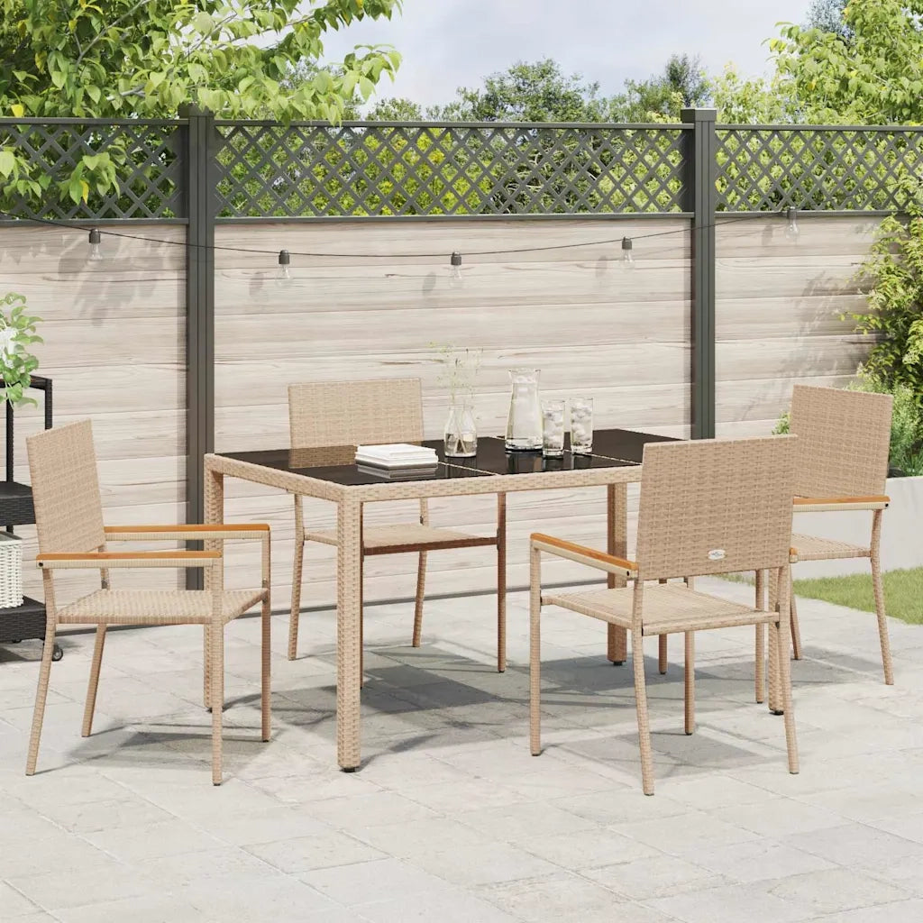 Set da Pranzo per Giardino 5 pz | Set Salotto da Giardino Beige polyrattan