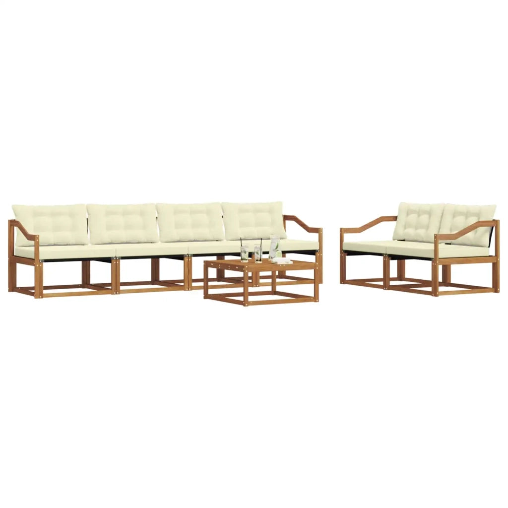 Set di divani da esterno con cuscino 7 pcs Naturale e Crema