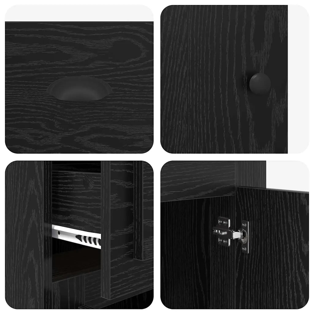 Mobile laterale Rovere Nero 40 x 50 x 75 cm Legno multistrato