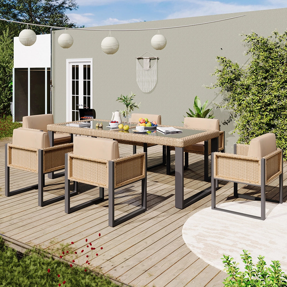 Set da giardino in polyrotin 6 posti - Xylo - Sedie con fodere lavabili