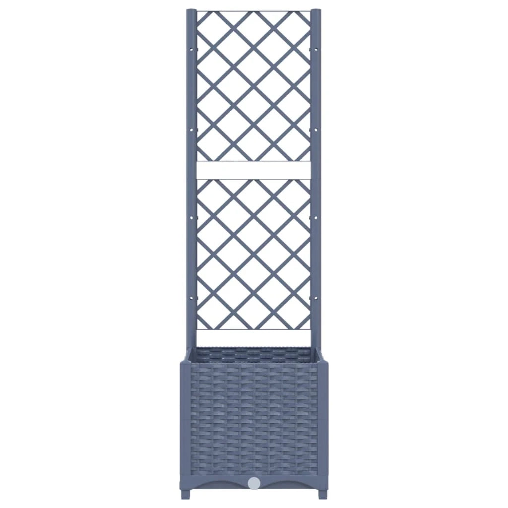 Fioriera rialzata per piante fiori e terrazze con traliccio 40 x 40 x 136 cm PP grigio 02_0038287