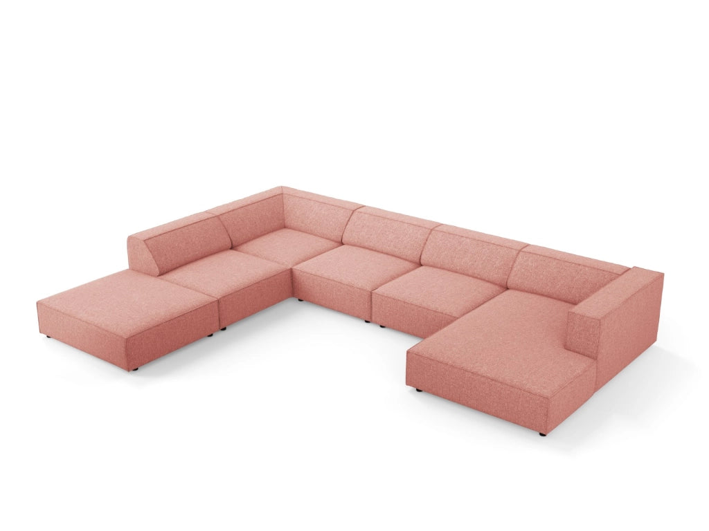 Cosmopolitan Design - Divano panoramico sinistro "Arendal" 7 posti in ciniglia rosa 
