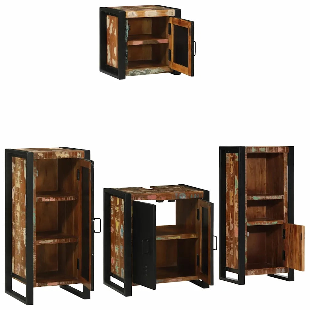 Set di mobili per il bagno 4 pcs Legno Recuperato Massello 3305643