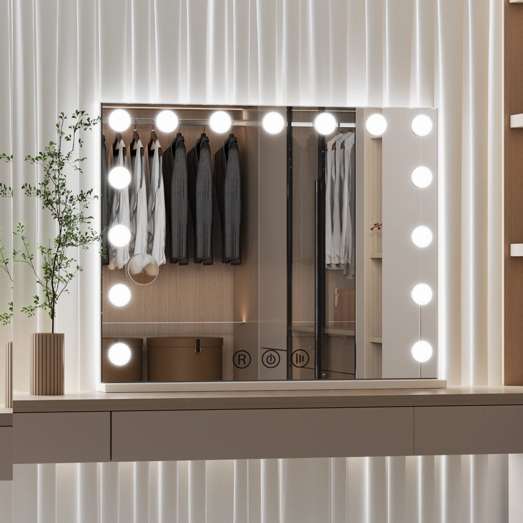Specchio per il trucco con luce ,18 lampadine LED,3 modalit¨¤ di luce, intensit¨¤ regolabile,controllo touch,porta USB/tipo C,60*80*3cm