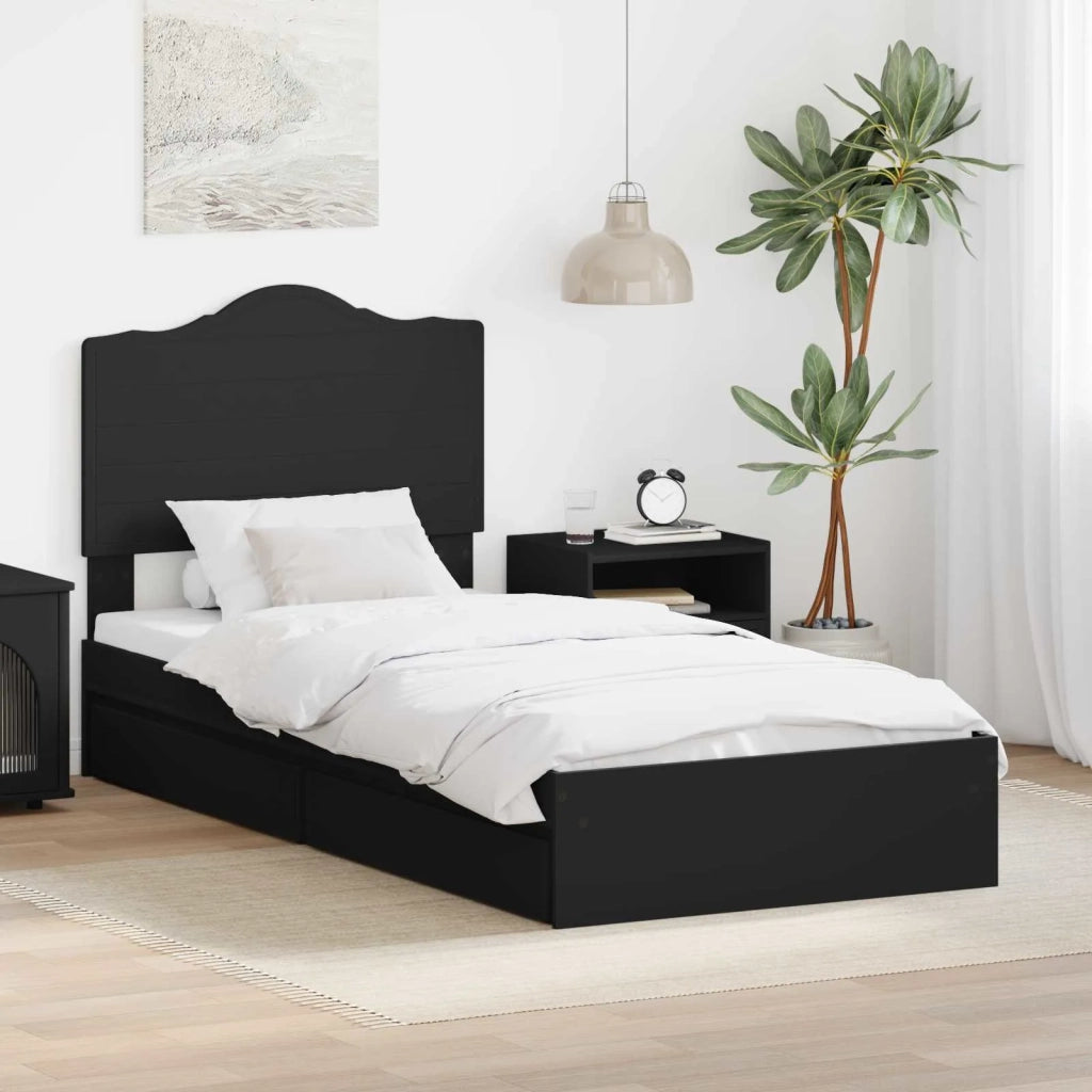 Letto con Contenitore Nero 100 x 200 cm Legno multistrato 3413535