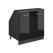 Mobile sottotetto Rion Nero lucido/Antracite 80 x 83.8 cm con 2 porte, carcassa 60 cm profondità Vicco