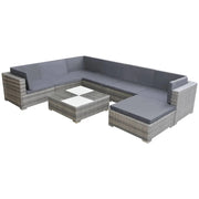 Set di mobili da giardino mobili da esterno 8 pezzi con cuscini resina intrecciata grigia 02_0017674
