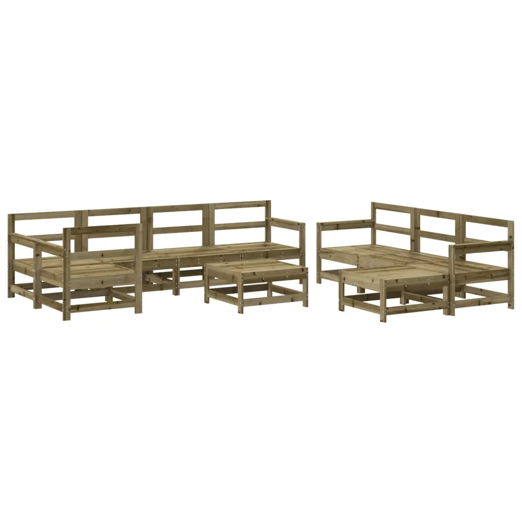 Set Divani da Giardino 10 pz con Cuscini Legno Impregnato Pino