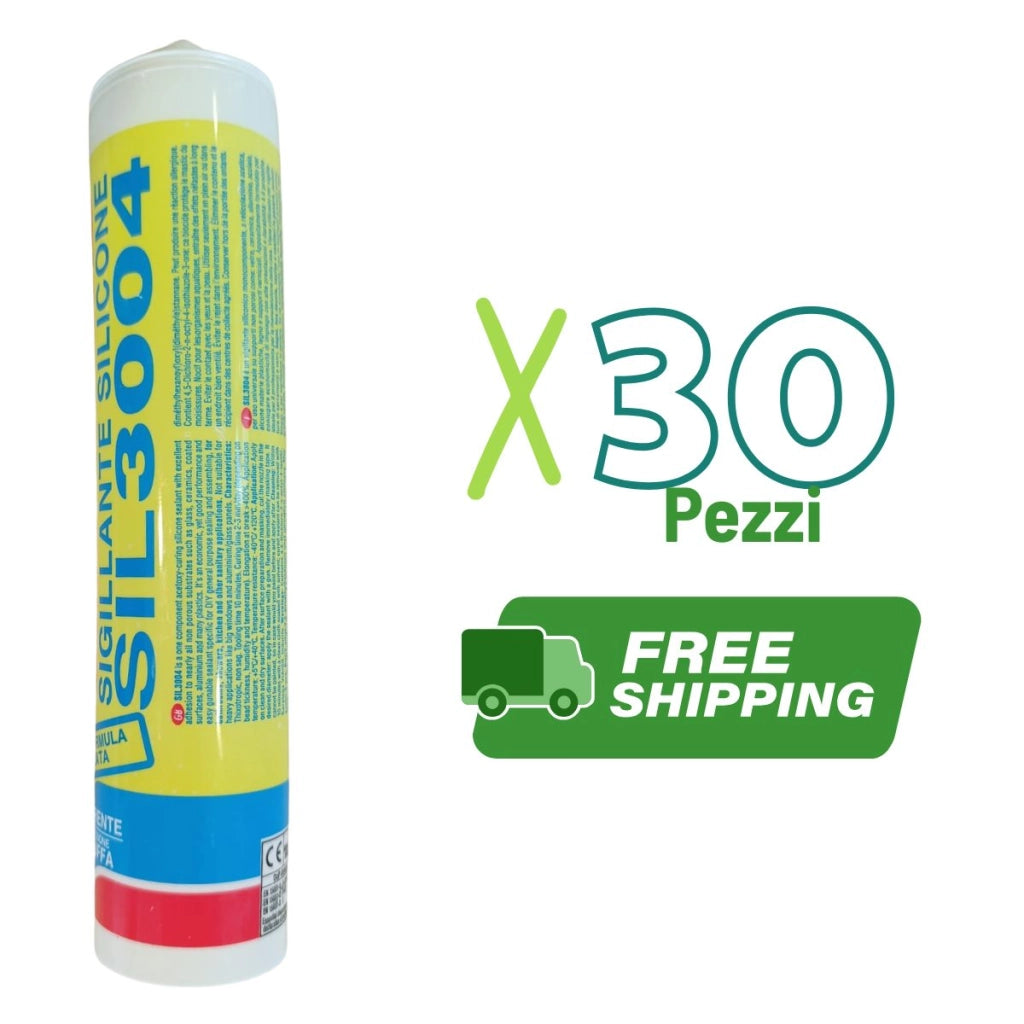 Silicone acetico antimuffa SIL 3004 trasparente 30 pezzi
