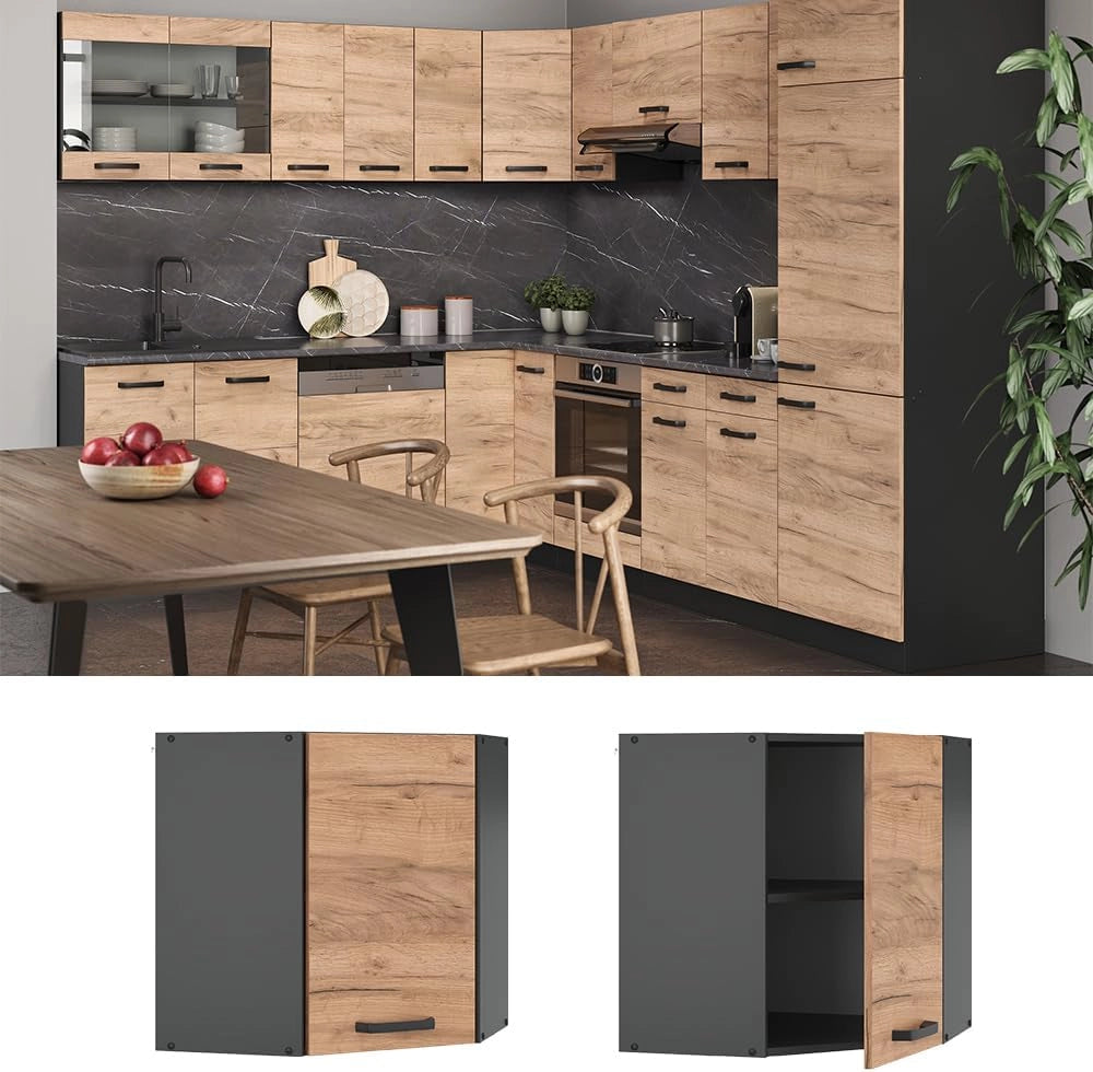 Mobile angolare da cucina R-Line, Quercia dorata, 57 cm, per la libera combinazione all'interno di sistemi cucina modulari