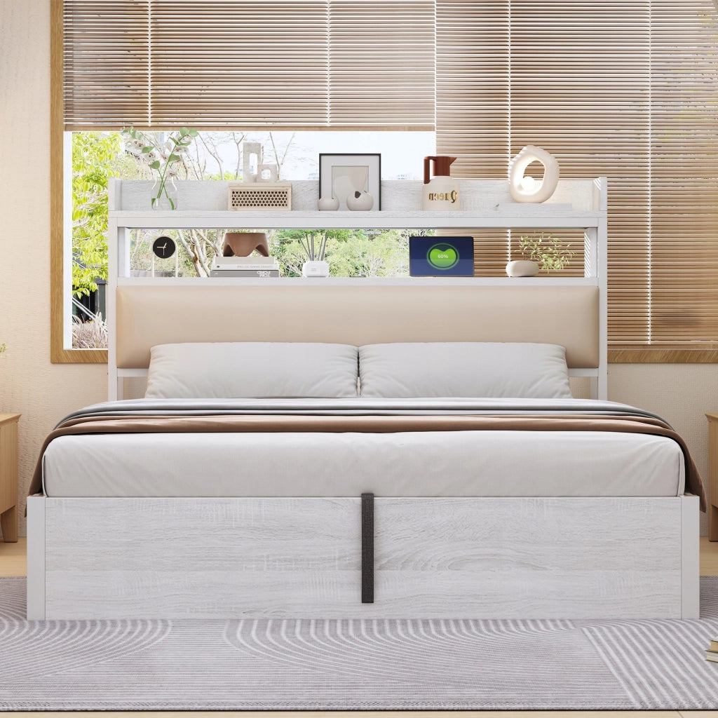 Letto Matrimoniale - Xylo - 180x200 - Bianco - USB e Idraulica