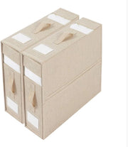 Organizzatore di cassetti per letto pieghevole, contenitore di stoccaggio per abiti con finestre - box di stoccaggio per lenzuola - set beige da 2 pezzi
