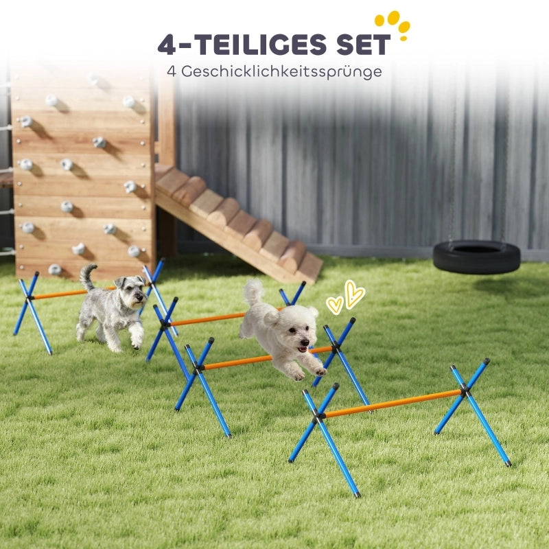 Kit di agility per cani, composto da 4 pezzi con ostacoli, borsa per il trasporto e struttura di allenamento regolabile in altezza per cani di