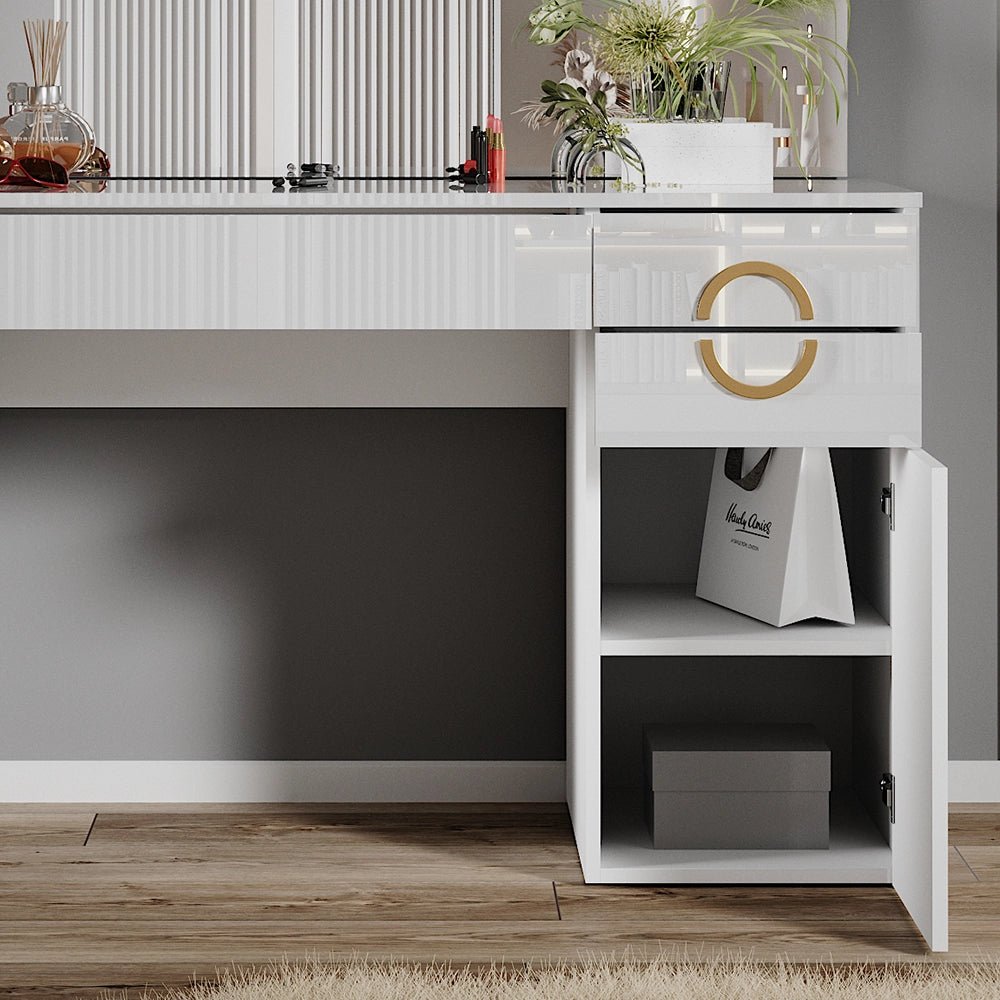 Vicco Tavolo da toeletta Bianco 115 cm con specchio